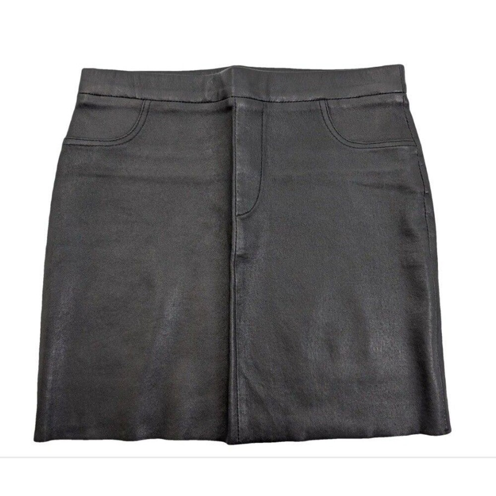 Zadig & Voltaire Size 4 / 36 Jardin Deluxe Lamb Leather Black Stretch Skirt EUC
